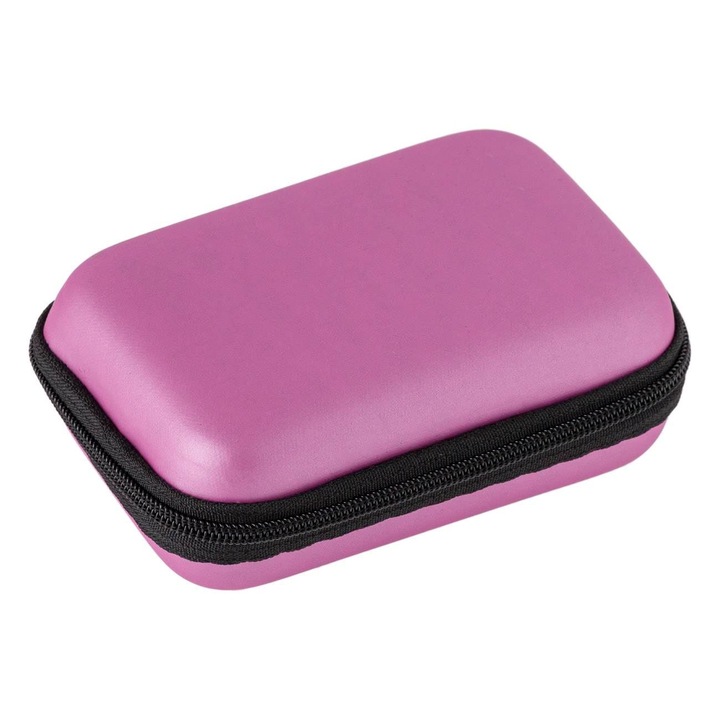 Husa pentru depozitarea obiectelor mici cu fermoar, de culoare roz, 11 x 7 x 4 cm
