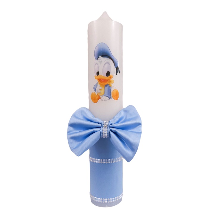 Lumanare botez, model Donald Baby, culoare bleu