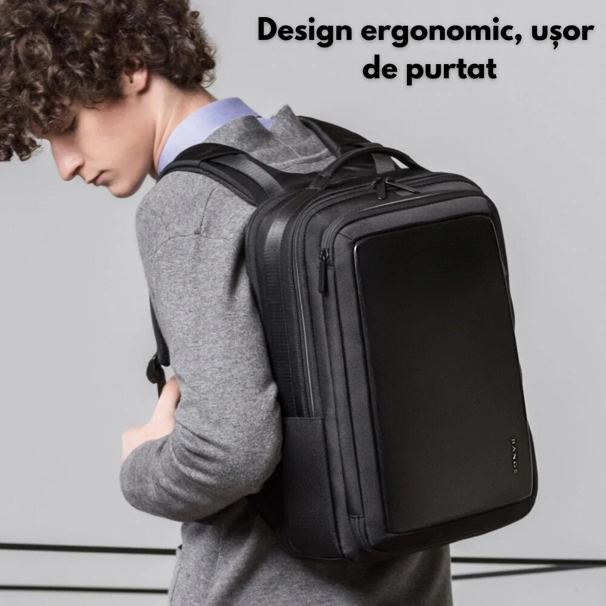 Rucsac Multifunctional pentru Laptop de 15.6 inch, de Calatorie, BANGE, Extensibil cu Port de Incarcare USB integrat, Design Casual, Buzunare Multiple, Impermeabil, Rezistent la uzura, 43x31x16 cm, Negru