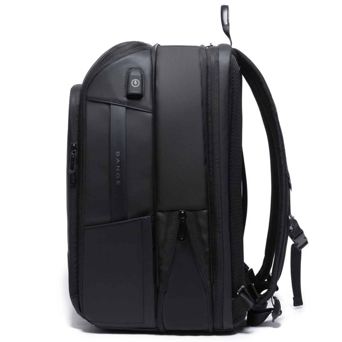Rucsac pentru Laptop de 15.6 inch Multifunctional, pentru Calatorie, Extensibil de la 27L la 39L, BANGE, Impermeabil, Capacitate retractabila, Design Casual cu Compartimente Multiple si Port Incarcare USB, Rezistent la Uzura, 49x31x18 cm, Negru