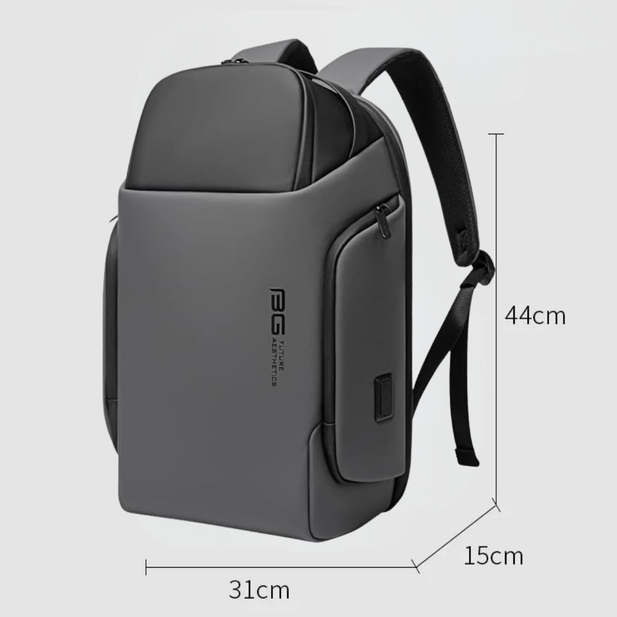 Rucsac Multifunctional pentru Laptop de 15.6 inch, de Calatorie Unisex, Design Smart Casual, cu multiple Compartimente si deschidere 180°, Buzunar Anti Soc, Protectie Superioara BANGE, Impermeabil, Port incarcare USB, pentru Business, 44x31x15 cm, Gri