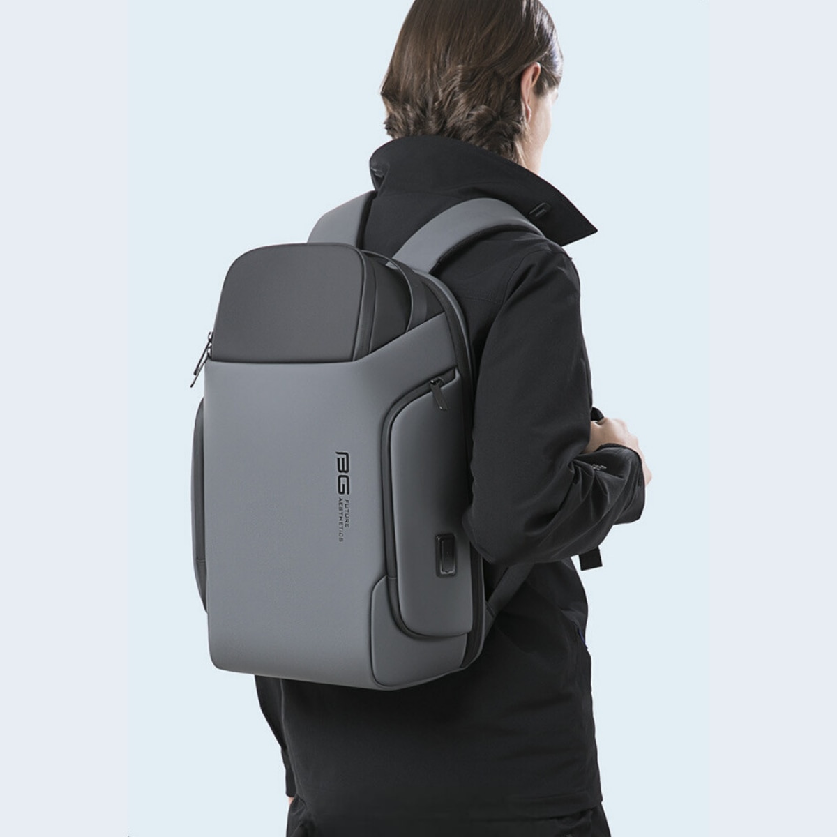 Rucsac Multifunctional pentru Laptop de 15.6 inch, de Calatorie Unisex, Design Smart Casual, cu multiple Compartimente si deschidere 180°, Buzunar Anti Soc, Protectie Superioara BANGE, Impermeabil, Port incarcare USB, pentru Business, 44x31x15 cm, Gri