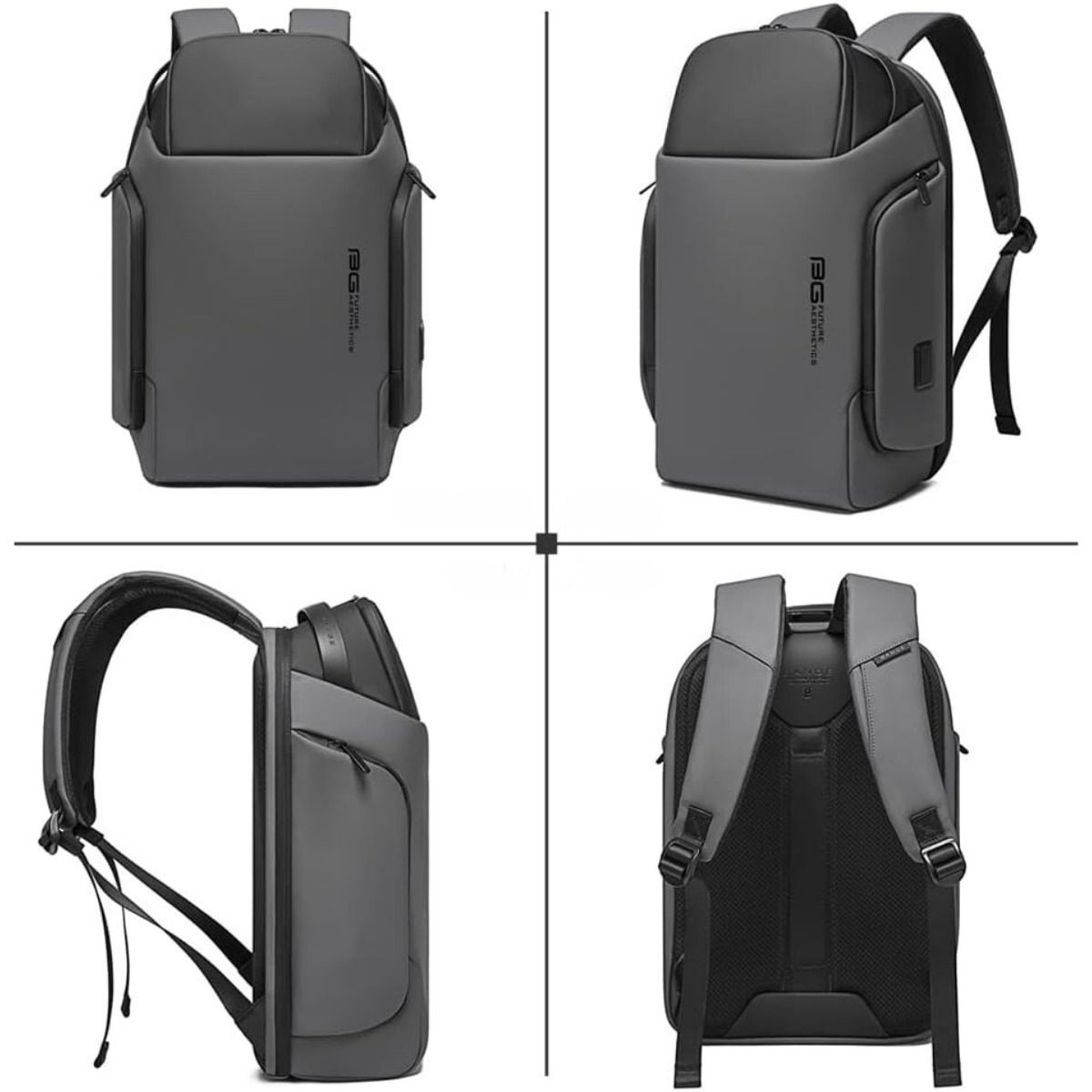 Rucsac Multifunctional pentru Laptop de 15.6 inch, de Calatorie Unisex, Design Smart Casual, cu multiple Compartimente si deschidere 180°, Buzunar Anti Soc, Protectie Superioara BANGE, Impermeabil, Port incarcare USB, pentru Business, 44x31x15 cm, Gri