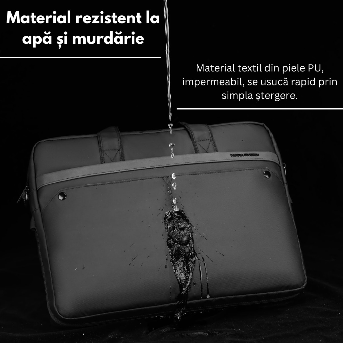 Geanta pentru Laptop si Tableta 15.6 inch, Design Elegant Casual-Business Mark Ryden, de umar, cu Compartimente Protejate, Impermeabila, Rezistenta la Uzura si Socuri, Ergonomica, 41.5 cm x 30.5 cm, Negru