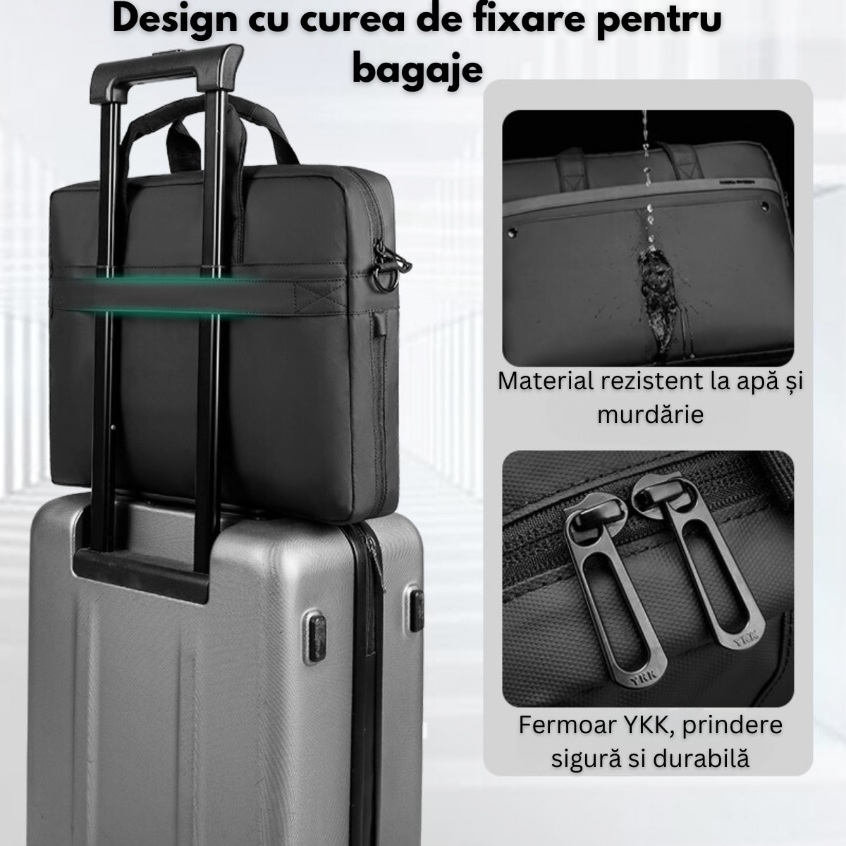 Geanta pentru Laptop si Tableta 15.6 inch, Design Elegant Casual-Business Mark Ryden, de umar, cu Compartimente Protejate, Impermeabila, Rezistenta la Uzura si Socuri, Ergonomica, 41.5 cm x 30.5 cm, Negru