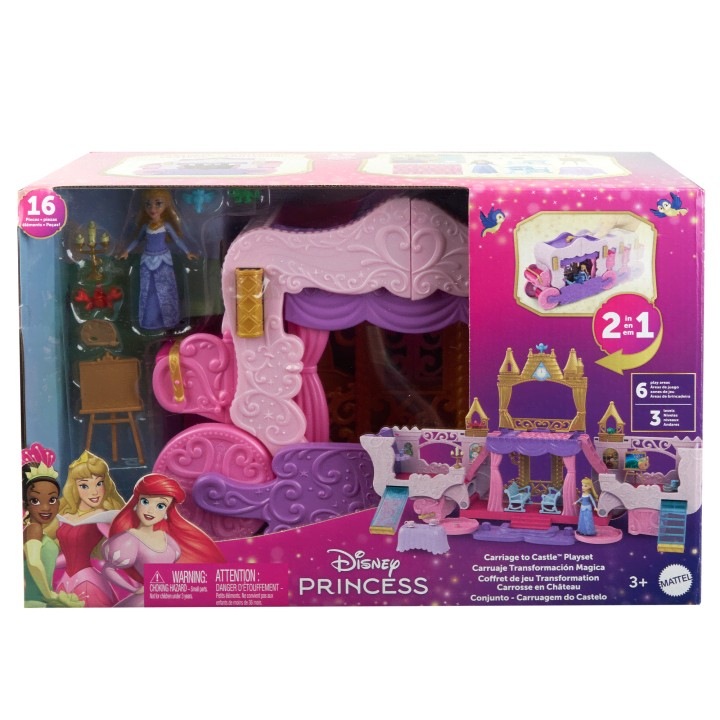 Mattel 2 az 1-ben babaház szett, Répa-Zama, Aurore babával és 4 figurával, 6 játékterülettel, többszínű