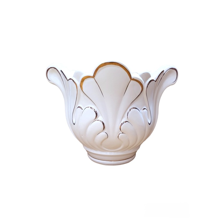 Ghiveci Lotus din ceramica, alb aur, 20l