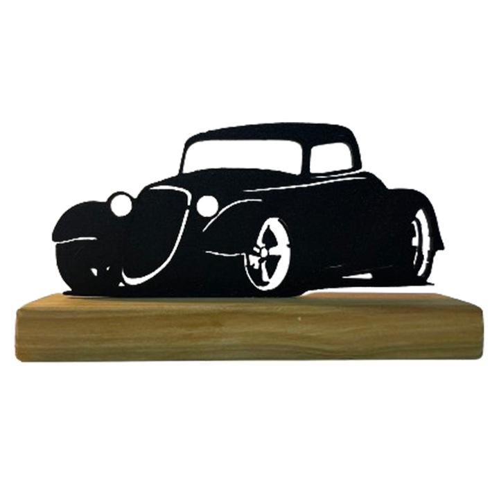 Decoratiune hot road pe baza de lemn, 9 cm, negru, imprimat 3D