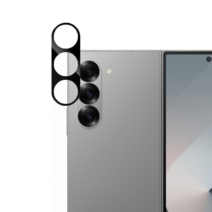 Kamera lencsevédő fólia Samsung Galaxy Z Fold6 / Fold 6 készülékhez, OPTIM MEGOLDÁS, Biztonságos üveg az objektívhez, Kameravédelem, Clear HD Ultra technológia, Erősebb adszorpció, Tokbarát, Fekete