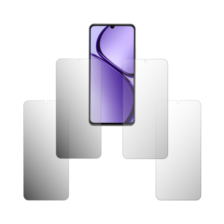 Комплект от 4X Folie24 протектора за екран, за Realme Narzo N63, 2X Ultra-Clear + 2X Matte, пълно покритие на дисплея и удобни за калъфи, залепващи, гъвкави със саморегенериране