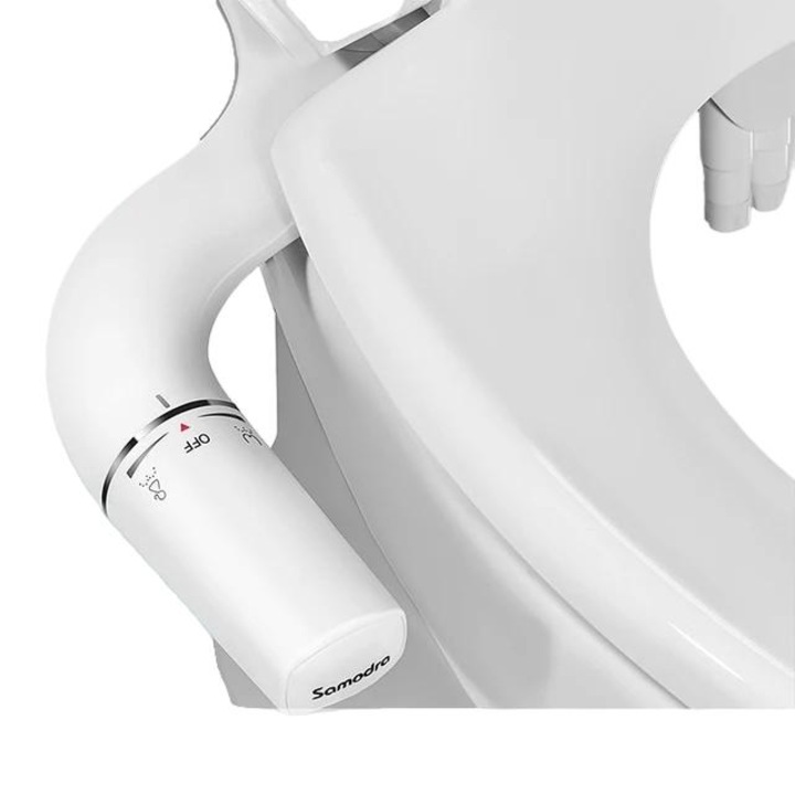 Bideu retractabil ultra-subtire, ABS, dual nozzle, design protectie, alb