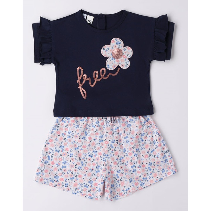 Compleu tricou si bermude pentru fetite, I Do, 4.6782, Bleumarin