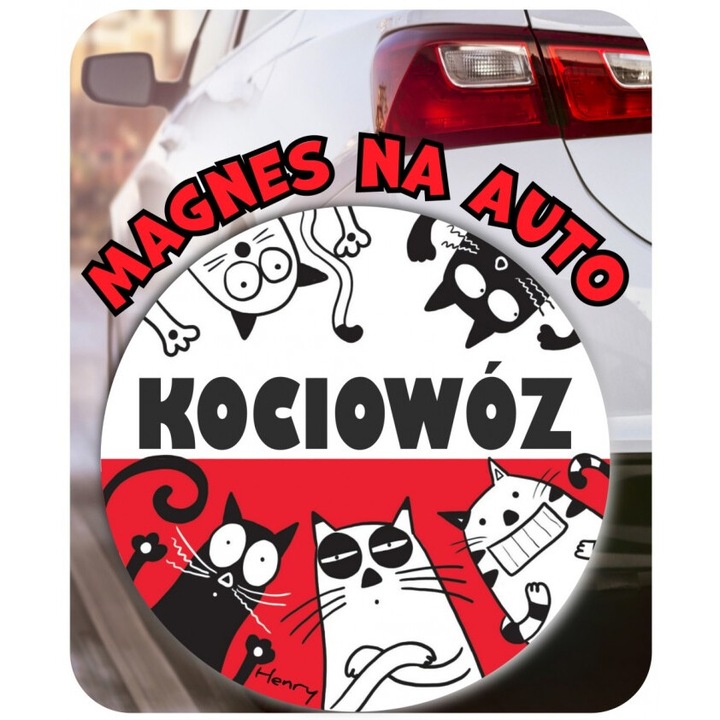 KOCIOWOZ autómágnes, Henry, 9cm, időjárásálló, 11x13cm