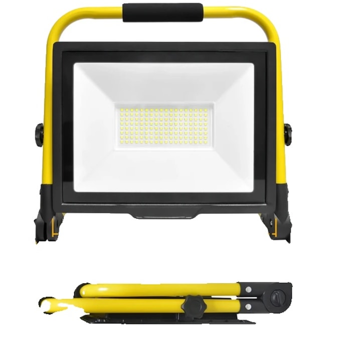 Преносима LED работна лампа, LED 6000K, регулируем проектор, преносима светлина 75W, 5000K-6000K, EU щепсел