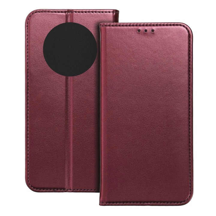 Husa pentru Honor Magic 7 Lite, Piele ecologica, Premium PU Leather Book, Buzunar card, Inchidere magnetica, Functie stand / suport, Decupaj difuzor apeluri, Acoperire completa 360 de grade, Protectie fata-spate, Tip carte, Visiniu