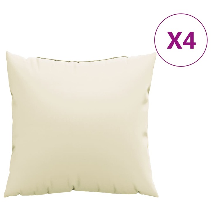Set perne de canapea vidaXL, 4 buc., crem, 40x40 cm, textil, 1.25 Kg