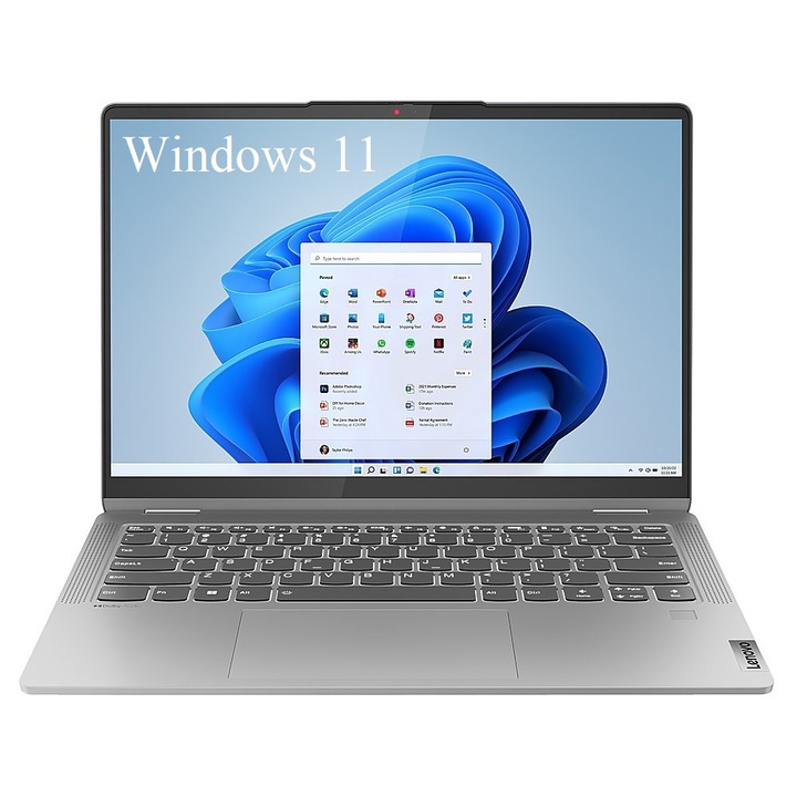 Laptop 2 az 1-ben Lenovo Flex 5 14ABR8, 14" WUXGA 1920x1200 IPS 300nits érintőkijelző, AMD Ryzen 5 7530U 6 magos, 16 GB LPDDR4, 512GB SSD m2 PCIe, AMD Radeon Graphics, Windows 11 Home, 1.55 kg Arctic Grey