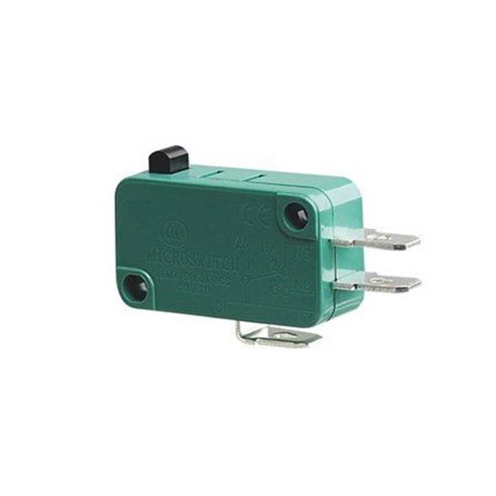 Kapcsoló, Nem reteszelő, DE, zöld, 250VAC, 10A