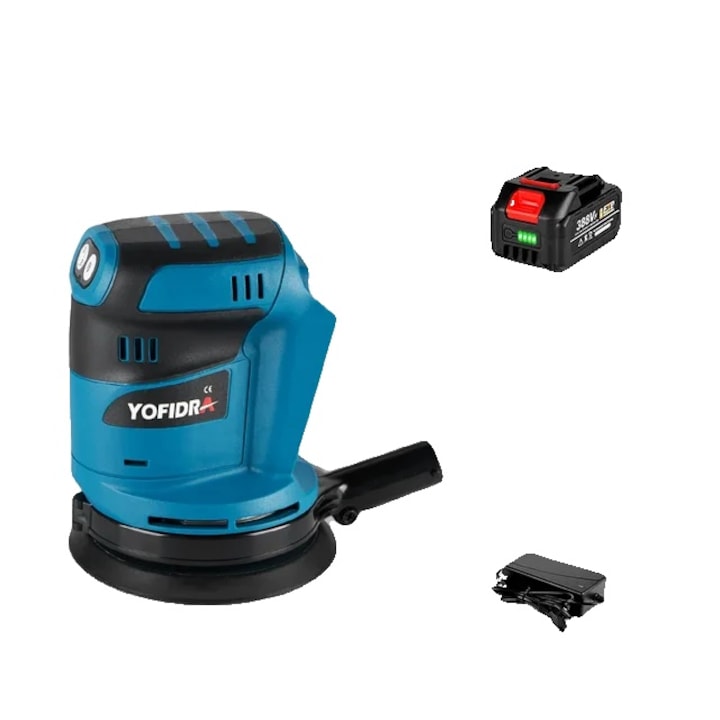 Slefuitor orbital electric, Yofidra, 3 viteze, 125mm, fara fir, 1 baterie, priza EU