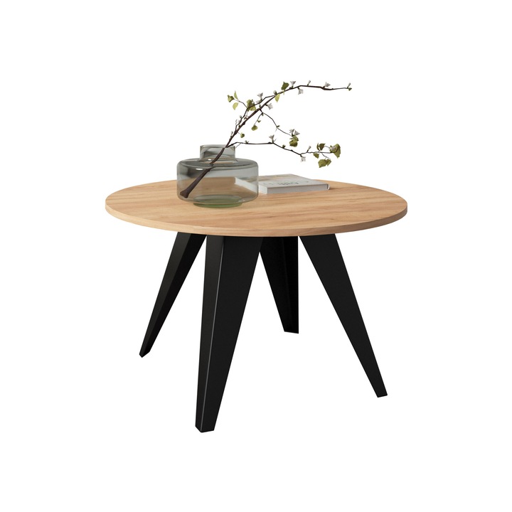 Masuta pentru cafea Barteno, negru / stejar craft auriu, 75x75x50 cm, Mirjan24