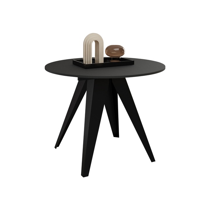 Masa Zafuna 90, negru / negru molet, 90x90x76 cm, Mirjan24