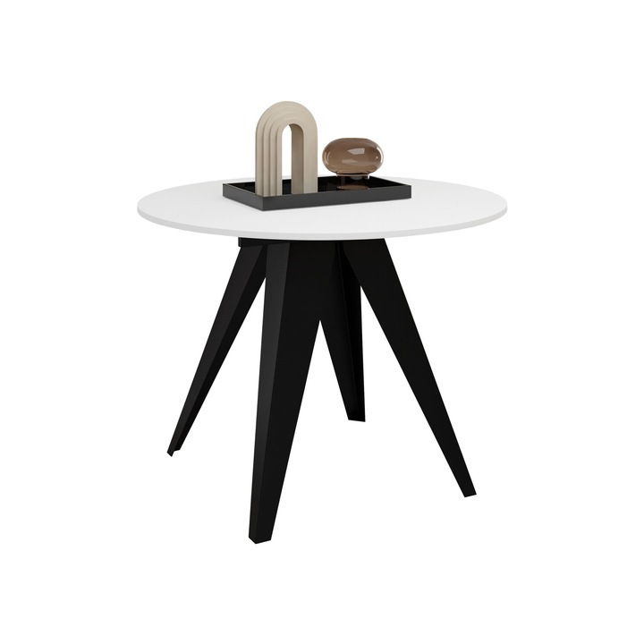 Masa Zafuna 90, negru / alb arctic, 90x90x76 cm, Mirjan24