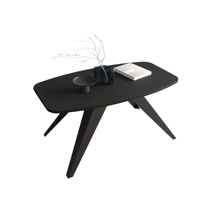 Masuta pentru cafea Messirt, negru / negru molet, 120x60x48 cm, Mirjan24