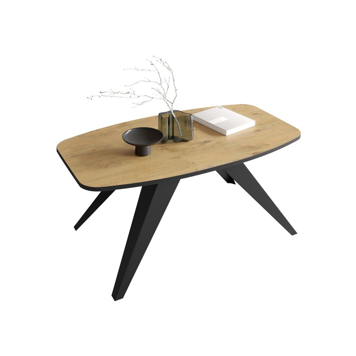 Masuta pentru cafea Messirt, negru / stejar lancelot, 120x60x48 cm, Mirjan24