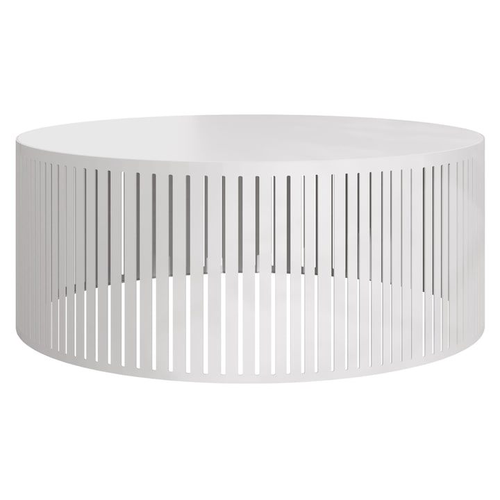 Masuta pentru cafea Kenozi, alb / alb arctic, 75x75x30 cm, Mirjan24