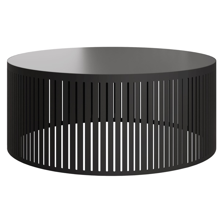 Masuta pentru cafea Kenozi Mini, negru / negru molet, 59x59x25 cm, Mirjan24