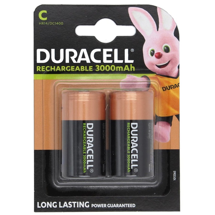 Set 2 acumulatori Duracell 1.2V, R14, C, 3000mAh