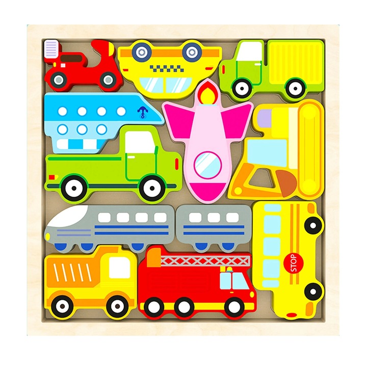 3D puzzle, Tetris, Járművek, 12 db, sokszínű, Toyska®