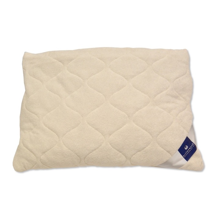 Perna clasica Billerbeck, Evolene, 50x70 cm, compozitie 100% coji de hrisca, husa 80% bumbac si 20% poliester, fermitate dura, somn odihnitor, confort, alb