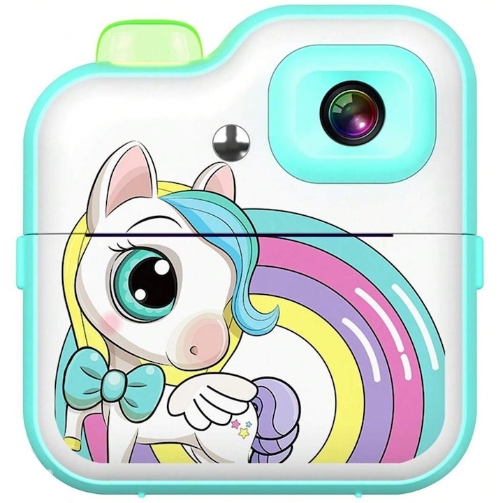 Детски фотоапарат с функция за печат, Vala V6B, Резолюция 48Mpx 1080P, Цветен LCD дисплей 3.2″, Тюркоаз