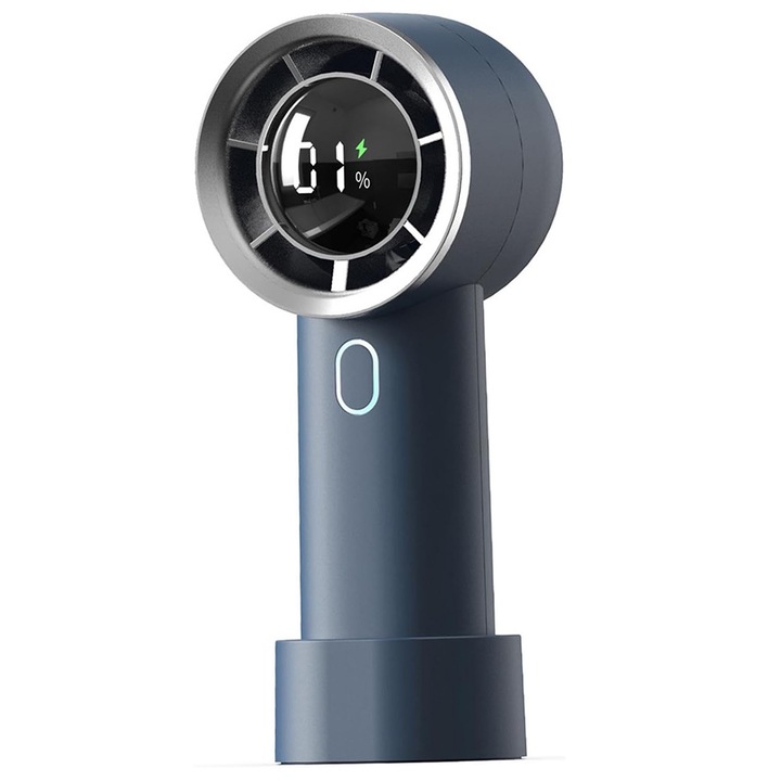 Hordozható ventilátor, 1200 mAh, W162, szilikon, kék