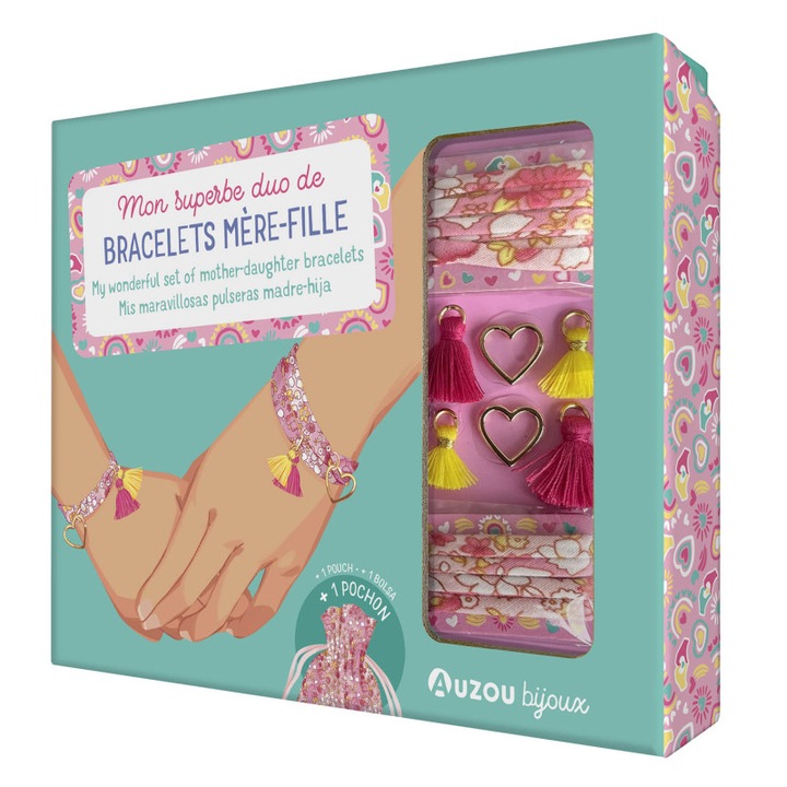 Set creativ de confectionat bijuterii, Auzou, Mother-daughter bracelets, 6 ani+