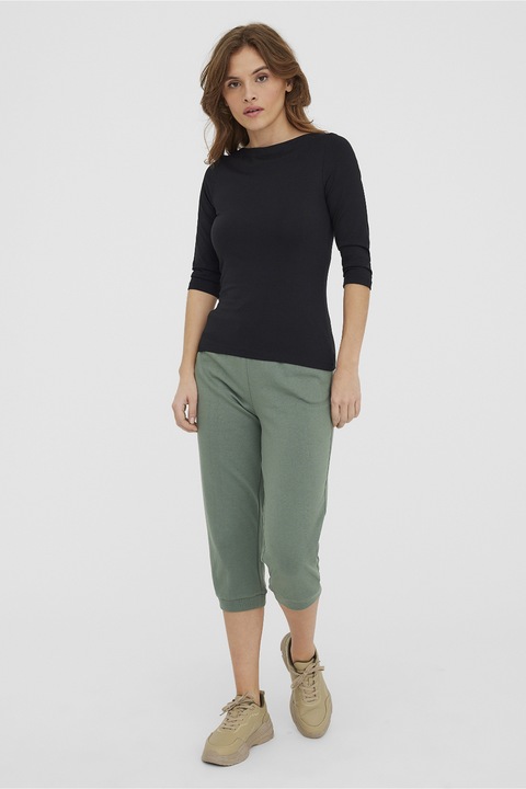 Vero Moda, Bluza din amestec de modal cu maneci 3/4, Negru, XL
