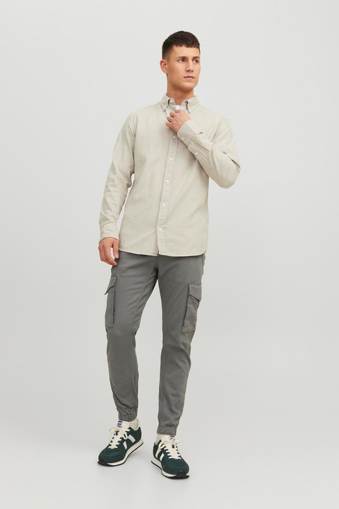 Jack & Jones, Pantaloni cargo slim fit Paul, Gri inchis, W31-L32
