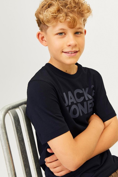 Jack & Jones, Corp organikuspamut póló, Fekete/Antracitszürke