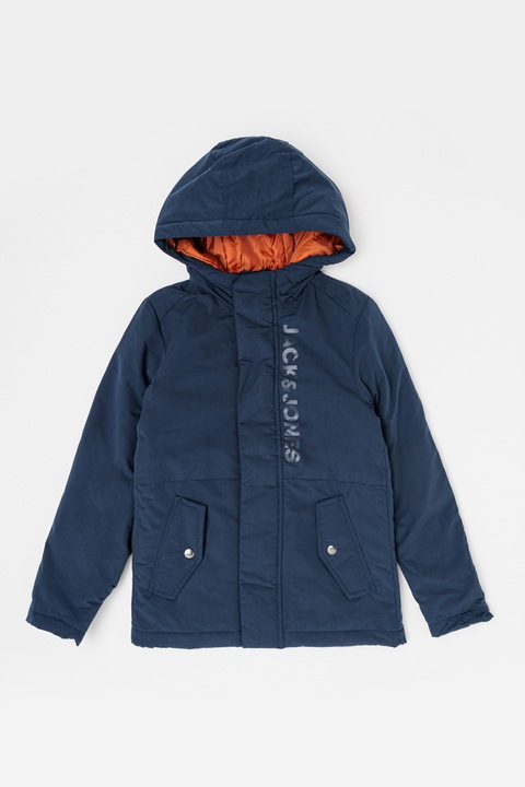 Jack & Jones, Jacheta parka cu gluga si buzunare laterale, Bleumarin