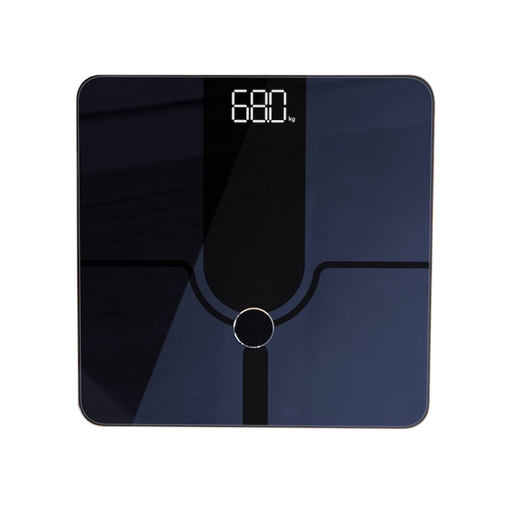 Személymérleg, intelligens, 15 funkciós, Vaxiuja, HD LED képernyő, Apple Health és Samsung Health készülékekkel szinkronizálható, biztonsági üveg, 180 kg