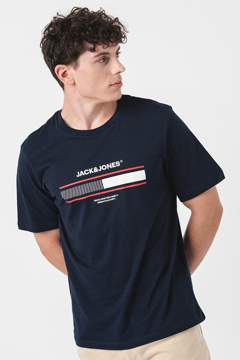 Jack & Jones, Тениска с лого, Тъмносин
