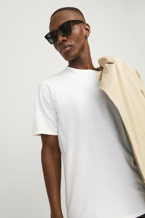 Jack & Jones, Tricou din bumbac cu model uni Rydes, Alb