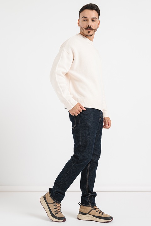 Jack & Jones, Памучен пуловер с паднали ръкави, Светло бежово