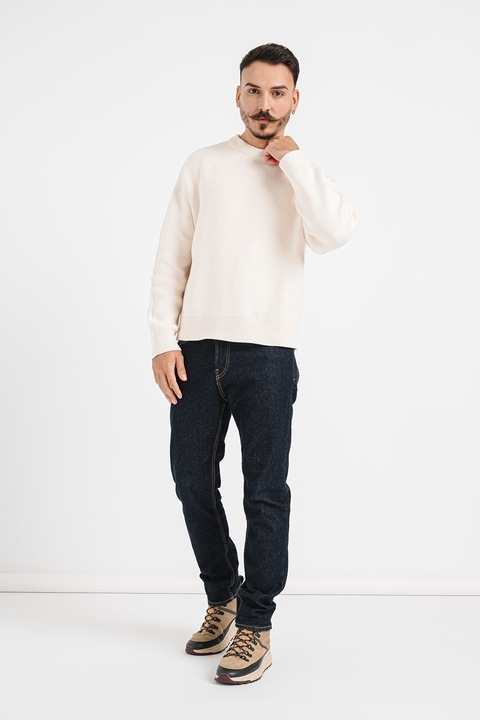 Jack & Jones, Памучен пуловер с паднали ръкави, Светло бежово