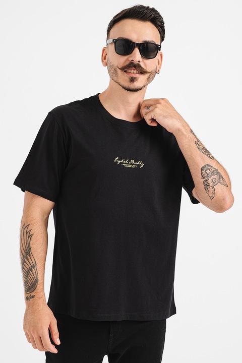 Jack & Jones, Kerek nyakú mintás póló, Fekete/Szalmasárga, L