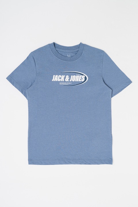 Jack & Jones, Tricou cu imprimeu logo si decolteu la baza gatului Ray, Albastru prafuit, 152 CM