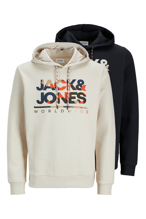 Jack & Jones, Set de hanorace cu logo - 2 piese, Negru