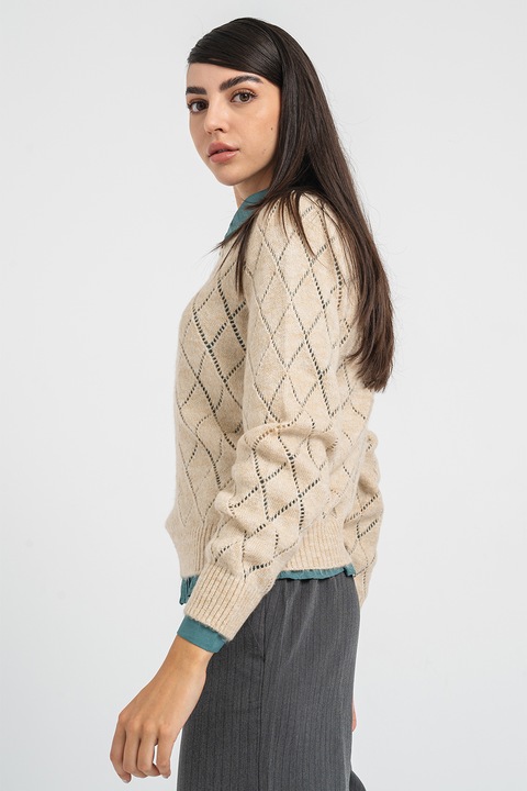 JdY, Pulover cu decolteu la baza gatului, Bej, XL