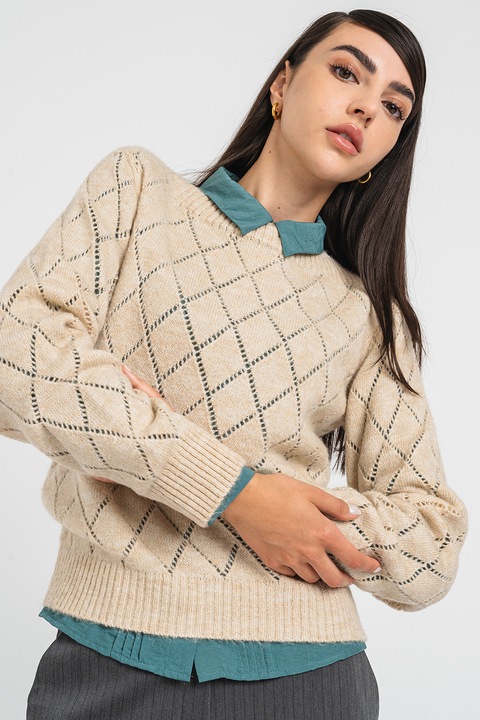 JdY, Pulover cu decolteu la baza gatului, Bej, XL